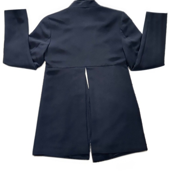 🧥🏢 TROUVÉ Black Collarless Blazer Jacket |Minimalist Split Front Power Layer XXS - Picture 2 of 4
